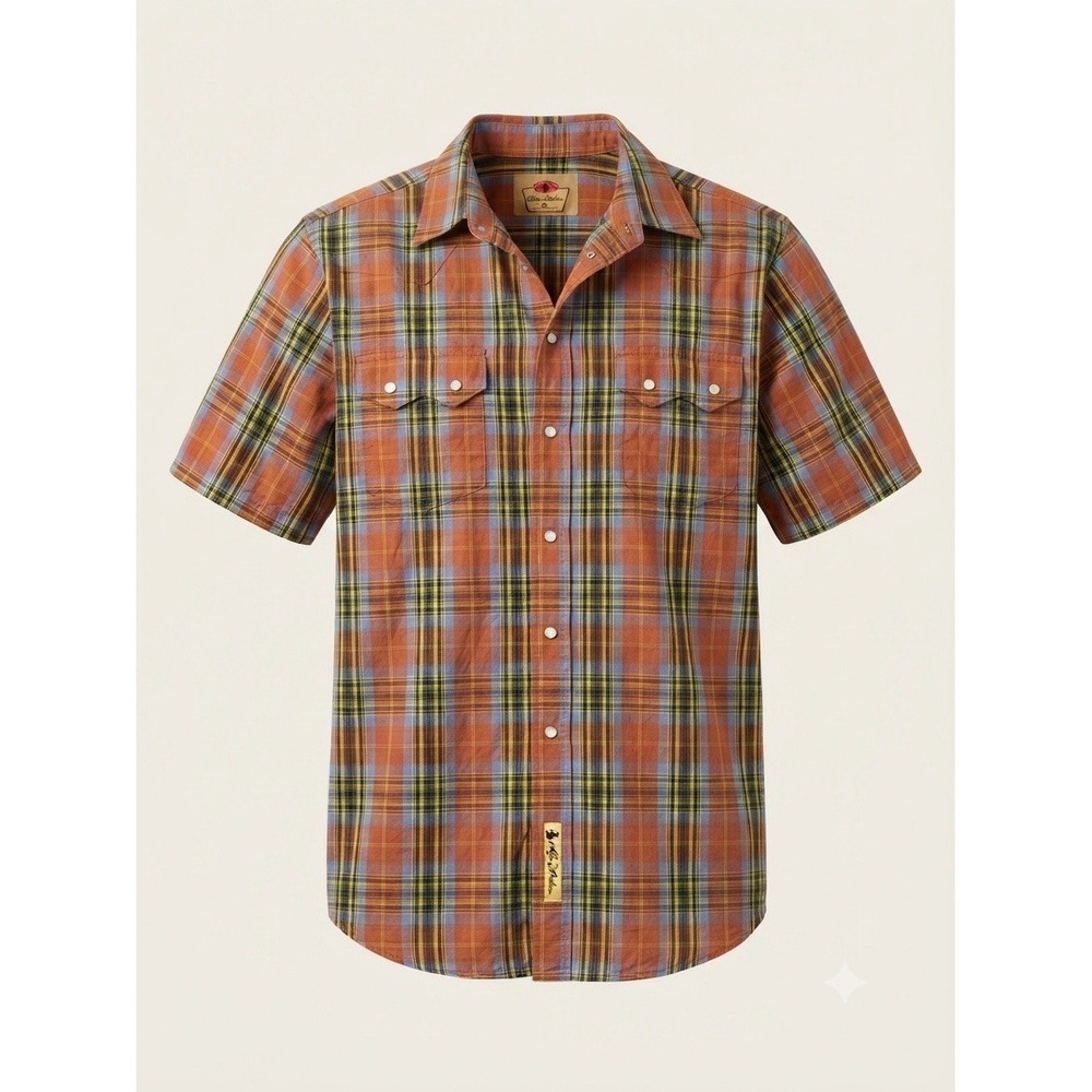Larry Mahan Mens Pear Snap Short Sleeve M Western Ranch Rodeo Cowboy Summer